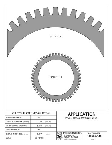Alto Products Corp 148707-248 Steel Clutch For ALLISON