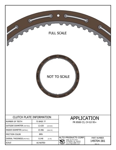 Alto Products Corp 149704-381 Friction For ALLISON,JOHN DEERE