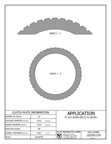 Alto Products Corp 152703-170 Steel Clutch For ALLISON