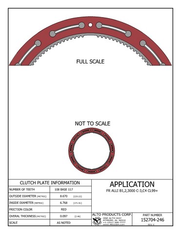 Alto Products Corp 152704-246 Friction Clutch For ALLISON