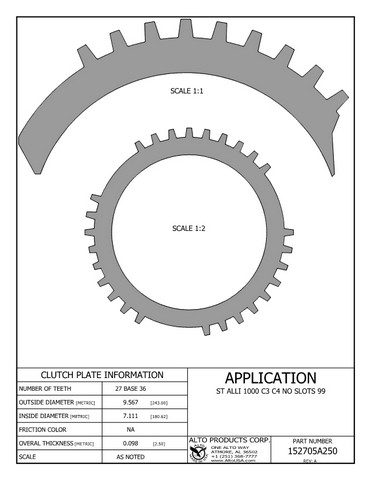Alto Products Corp 152705A250 Steel Clutch For ALLISON