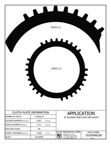 Alto Products Corp 152705AK250 Steel Clutch For ALLISON