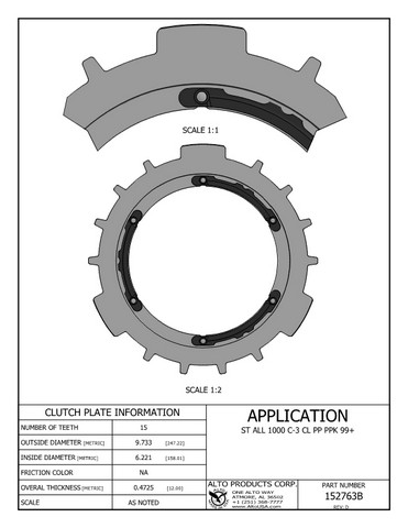 Alto Products Corp 152763B Steel Clutch For ALLISON
