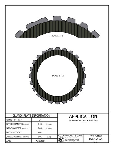 Alto Products Corp 154702-220 Friction Clutch For ZF