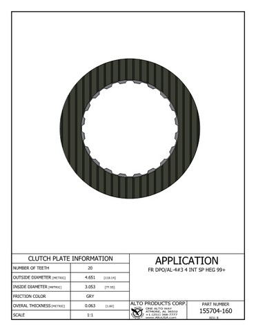Alto Products Corp 155704-160 Friction Clutch For RENAULT