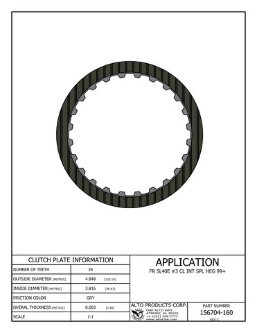 Alto Products Corp 156704-160 Friction Clutch For GM