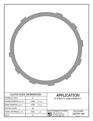 Alto Products Corp 162703-140 Steel Clutch For VOLKSWAGEN, FORD, NISSAN, MAZDA