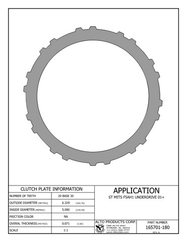 Alto Products Corp 165701-180 Steel Clutch For MITSUBISHI