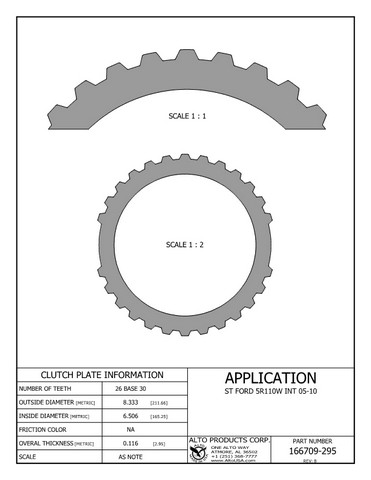 Alto Products Corp 166709-295 Steel Clutch For FORD