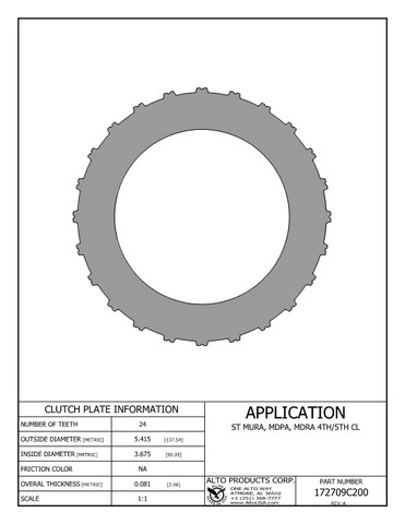 Alto Products Corp 172709C200 Steel Clutch For GM,HONDA