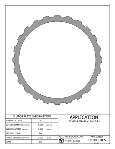 Alto Products Corp 174701-170PS Steel Clutch For NISSAN