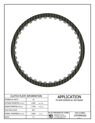 Alto Products Corp 174704A162 Friction Clutch For NISSAN