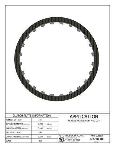 Alto Products Corp 174710-180 Friction Clutch For NISSAN,SUBARU