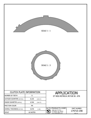Alto Products Corp 174715-198 Steel Clutch For NISSAN