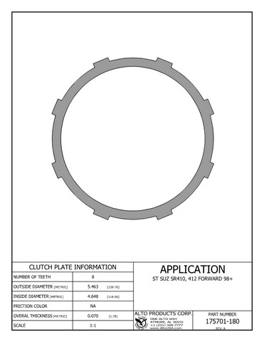 Alto Products Corp 175701-180 Steel Clutch For AW/BW,SUZUKI