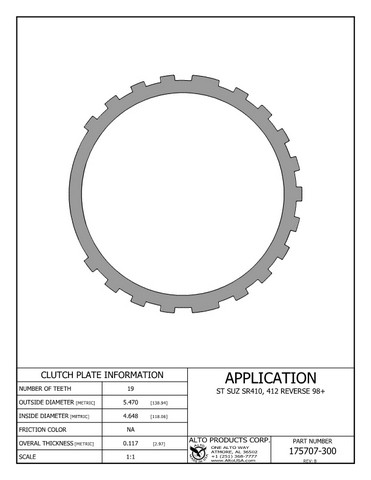 Alto Products Corp 175707-300 Steel Clutch For SUZUKI