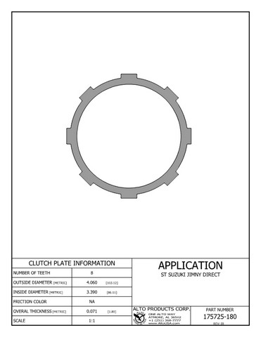 Alto Products Corp 175725-180 Steel Clutch For AW/BW,SUZUKI