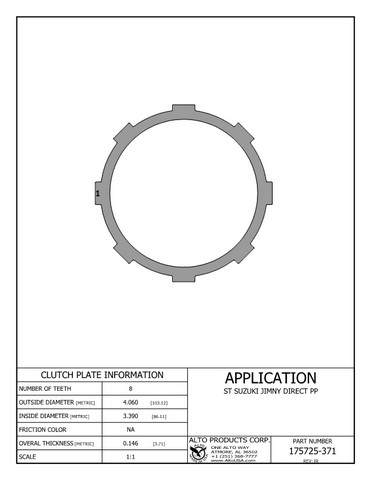 Alto Products Corp 175725-371 Steel Clutch For SUZUKI