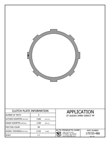 Alto Products Corp 175725-488 Steel Clutch For SUZUKI