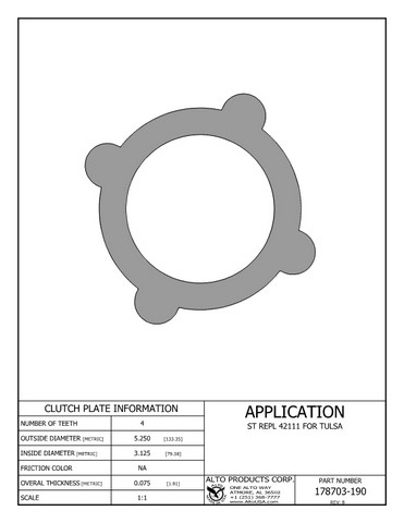 Alto Products Corp 178703-190 