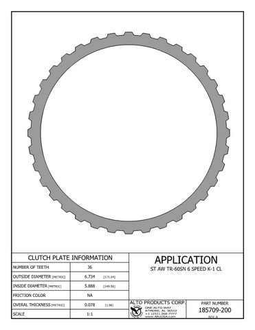 Alto Products Corp 185709-200 Steel Clutch For AW/BW