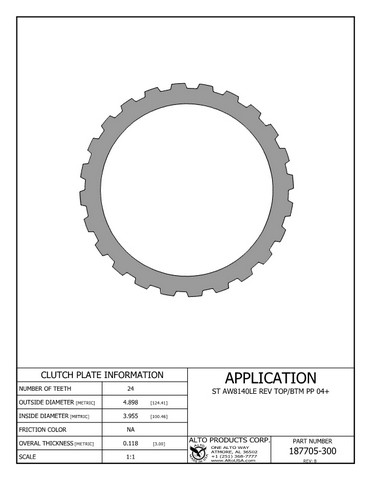 Alto Products Corp 187705-300 Steel Clutch For AW/BW