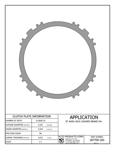 Alto Products Corp 187709-183 Steel Clutch For AW/BW