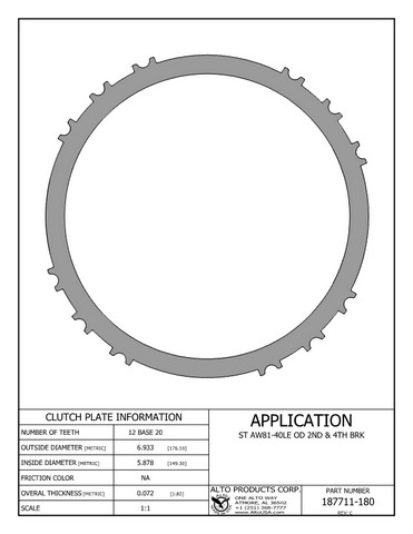 Alto Products Corp 187711-180 Steel Clutch For AW/BW