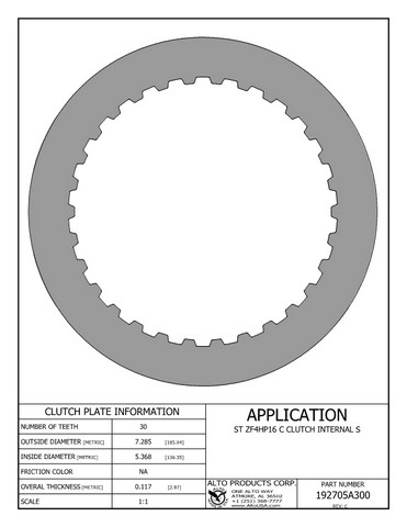 Alto Products Corp 192705A300 Steel Clutch For ZF