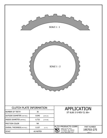 Alto Products Corp 195703-275 Steel Clutch For GM