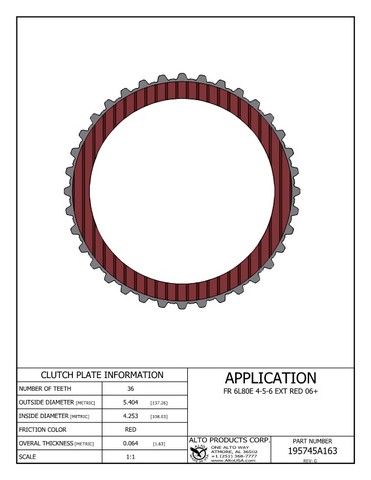 Alto Products Corp 195745A163 Friction Clutch For GM