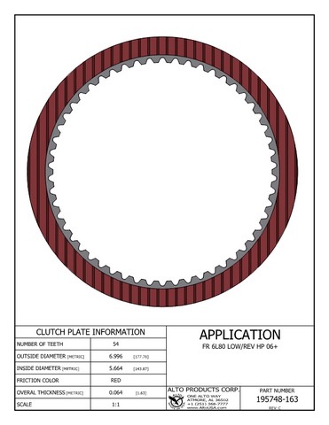 Alto Products Corp 195748-163 Friction Clutch For GM