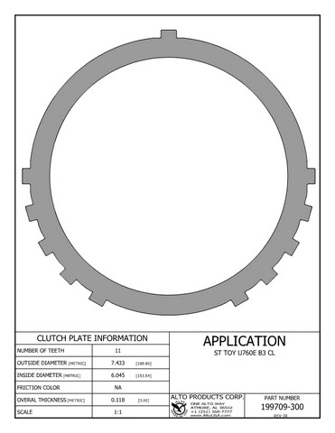 Alto Products Corp 199709-300 Steel Clutch For TOYOTA