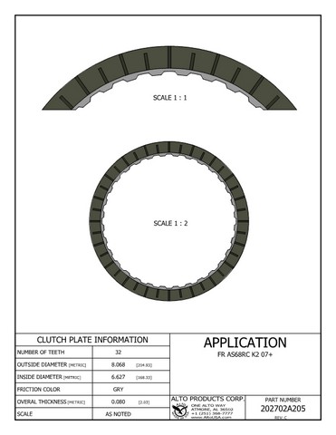 Alto Products Corp 202702A205 Friction Clutch For CHRYSLER