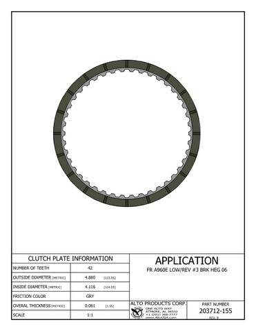 Alto Products Corp 203712-155 Friction Clutch For TOYOTA
