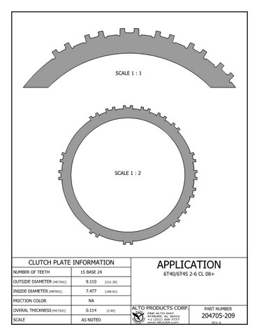 Alto Products Corp 204705-290 Steel Clutch For GM
