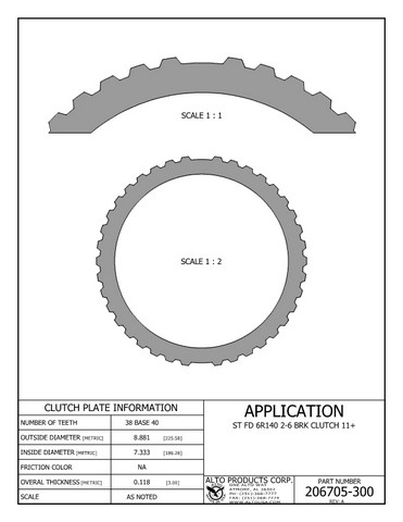 Alto Products Corp 206705-300 Steel Clutch For FORD