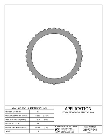 Alto Products Corp 210707-244 Steel Clutch For GM