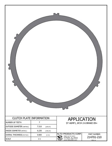 Alto Products Corp 214701-210 Steel Clutch For CHRYSLER,HYUNDAI, KIA