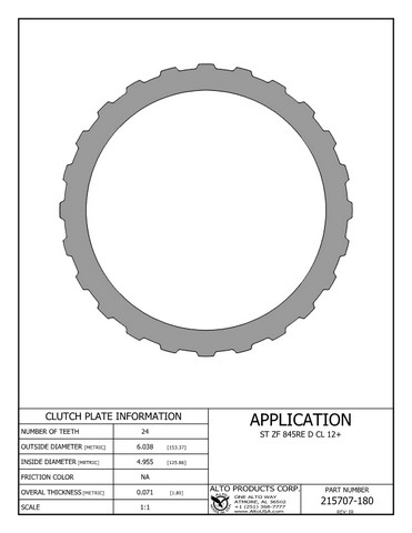 Alto Products Corp 215707-180 Steel Clutch For CHRYSLER