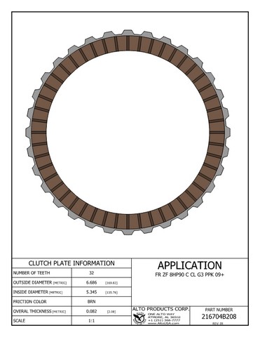 Alto Products Corp 216704B208 Friction Clutch For ZF