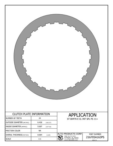 Alto Products Corp 216705A163PS Steel Clutch For ZF