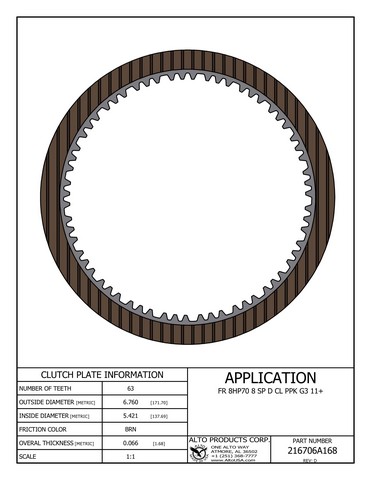 Alto Products Corp 216706A168 Friction Clutch For ZF