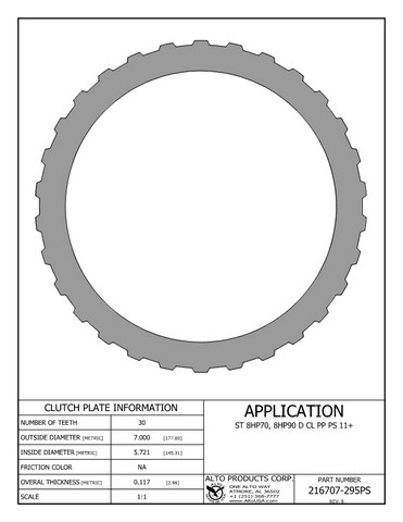 Alto Products Corp 216707-295PS Steel Clutch For ZF