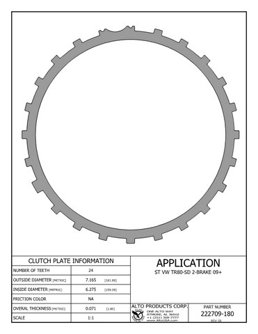 Alto Products Corp 222709-180 Steel Clutch For VOLKSWAGEN
