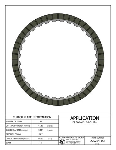 Alto Products Corp 225704-157 Friction Clutch For MAZDA