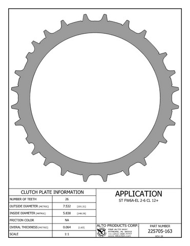 Alto Products Corp 225705-163 Steel Clutch For MAZDA