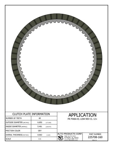 Alto Products Corp 225708-160 Friction Clutch For MAZDA