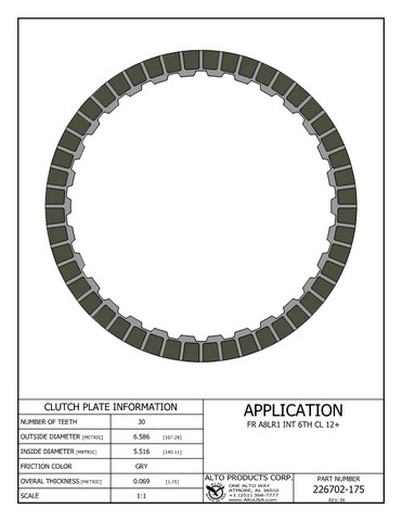 Alto Products Corp 226702-175 Friction Clutch For HYUNDAI, KIA