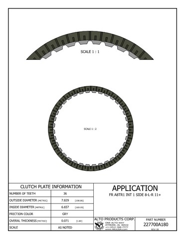 Alto Products Corp 227700A180 Friction Clutch For HYUNDAI, KIA
